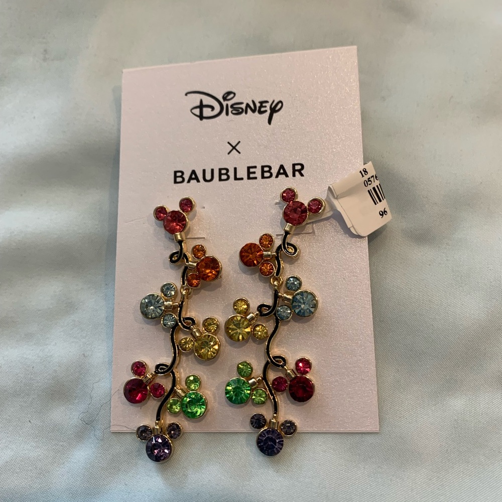 Disney x BaubleBar Mickey Mouse Christmas Lights Holiday Dangle Earrings NEW